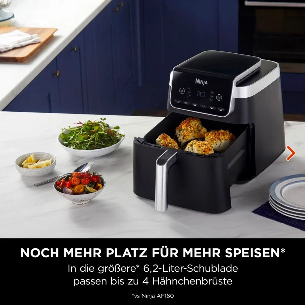 NINJA Heißluftfritteuse MAX PRO 6in1 Airfryer Heissluftfritteuse XXL 6,2L Fritteuse 60mi Timer