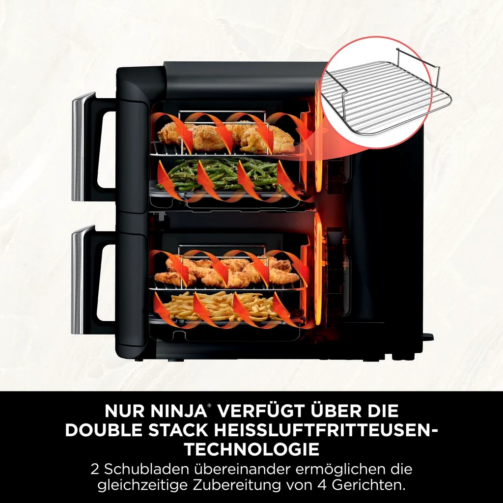 Ninja SL300EU Doppel-Luftfritteuse 6 LT Grau