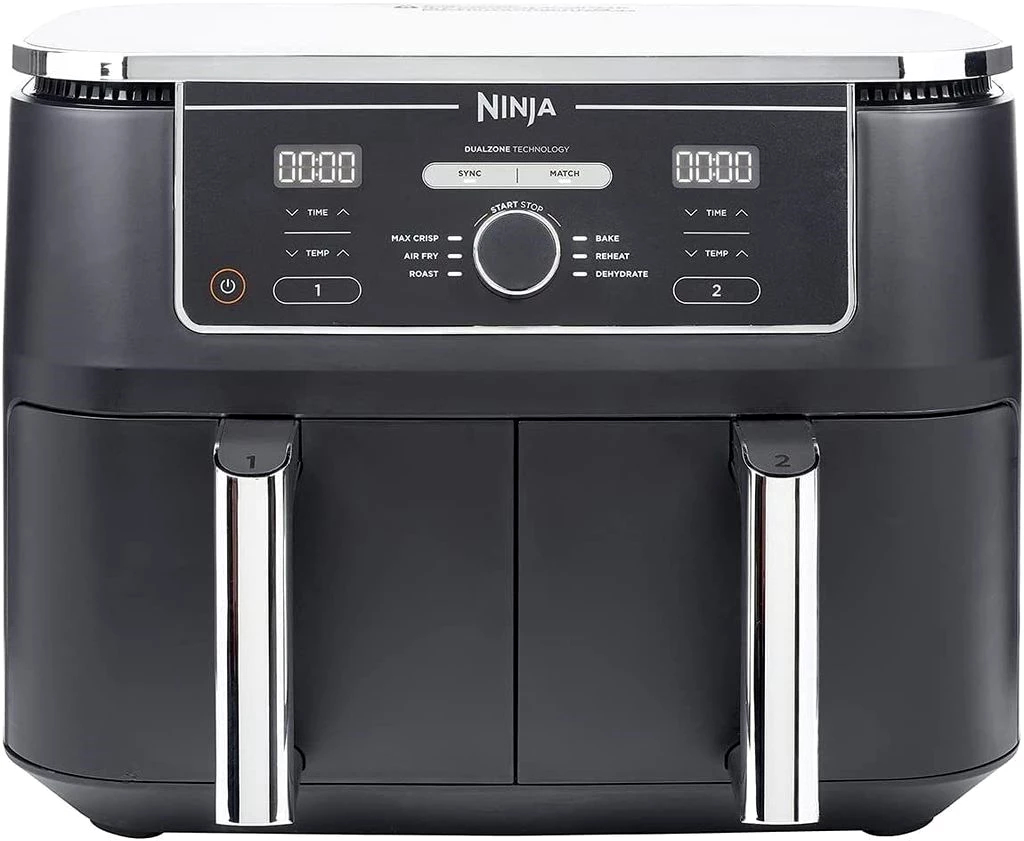 NINJA Heißluftfritteuse Foodi MAX DualZone Heißluftfritteuse Fritteuse Airfryer 9,5 L Fassung