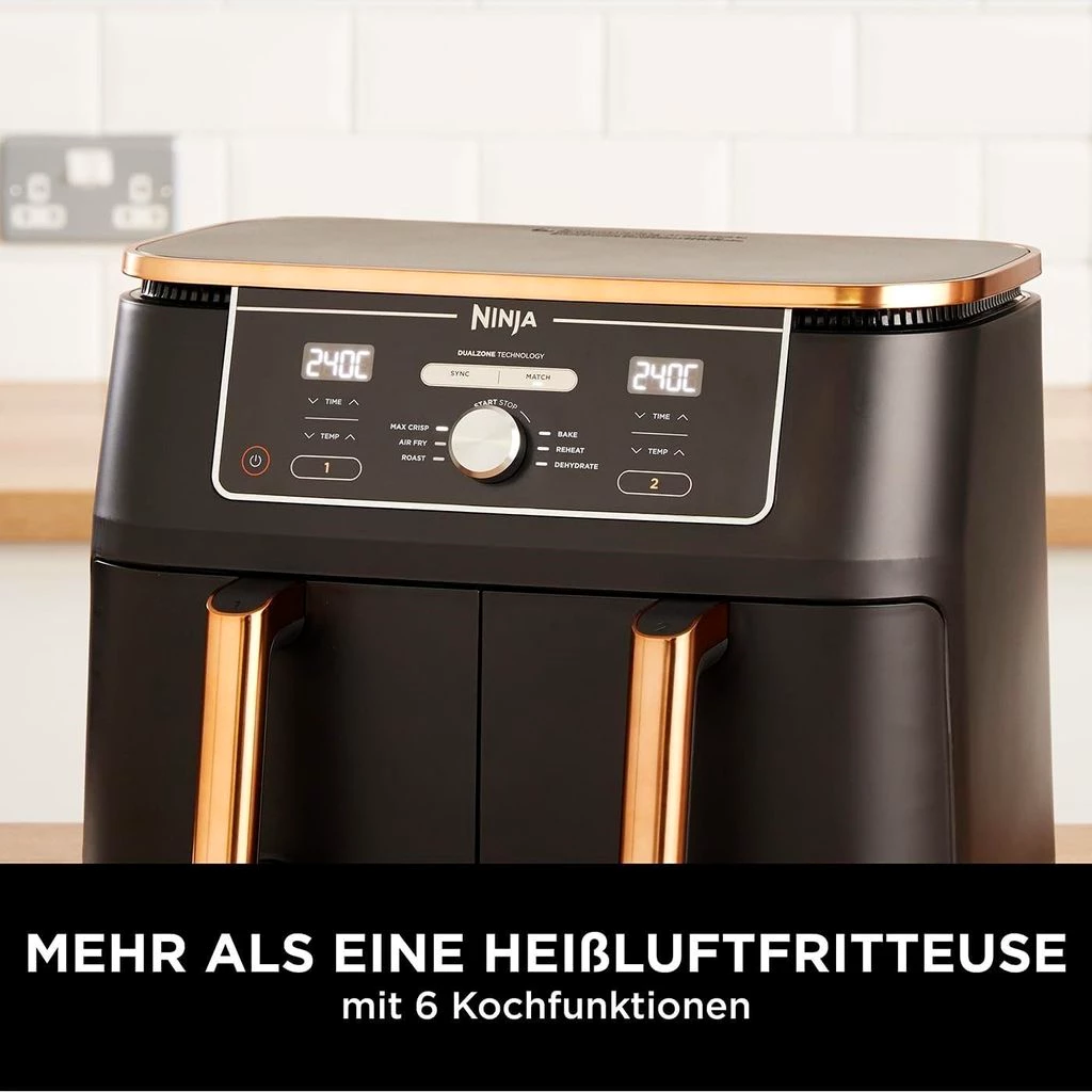 NINJA Heißluftfritteuse Foodi MAX DualZone Heißluftfritteuse Fritteuse Airfryer 9,5 L Fassung