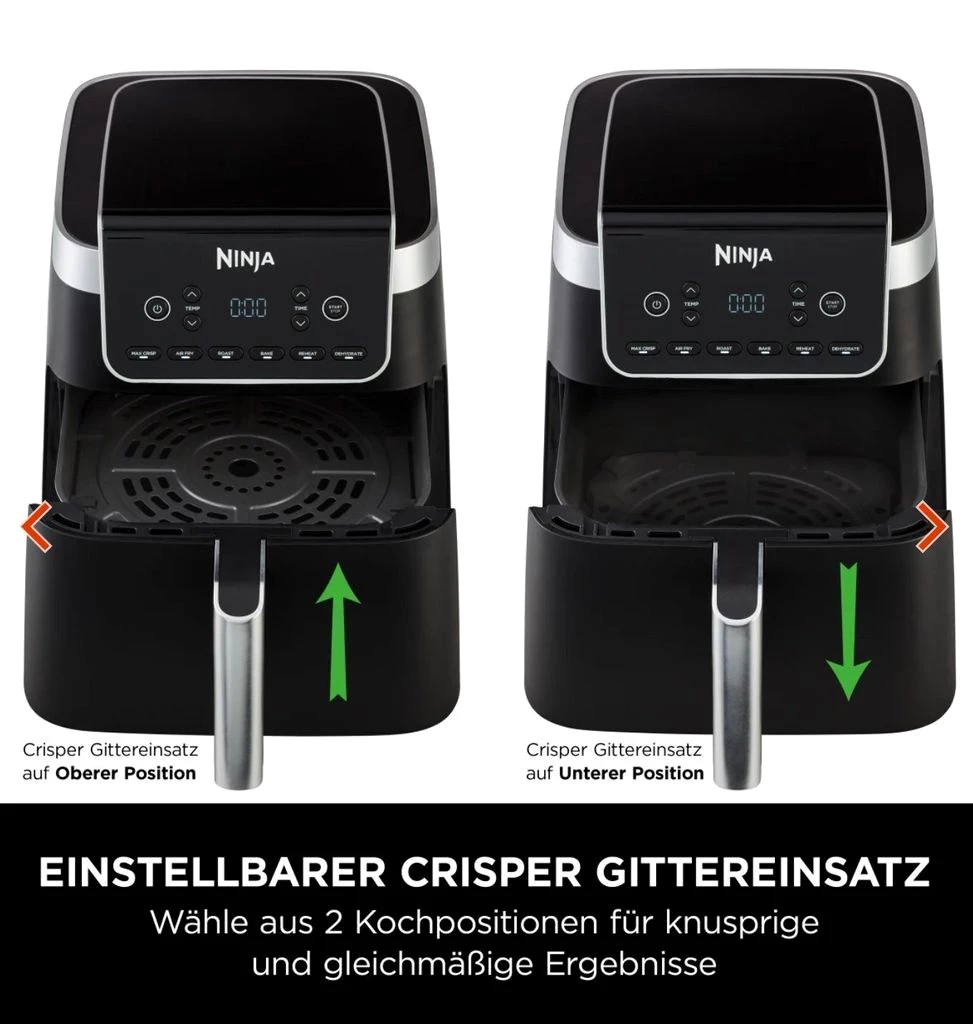 NINJA Heißluftfritteuse MAX PRO 6in1 Airfryer Heissluftfritteuse XXL 6,2L Fritteuse 60mi Timer