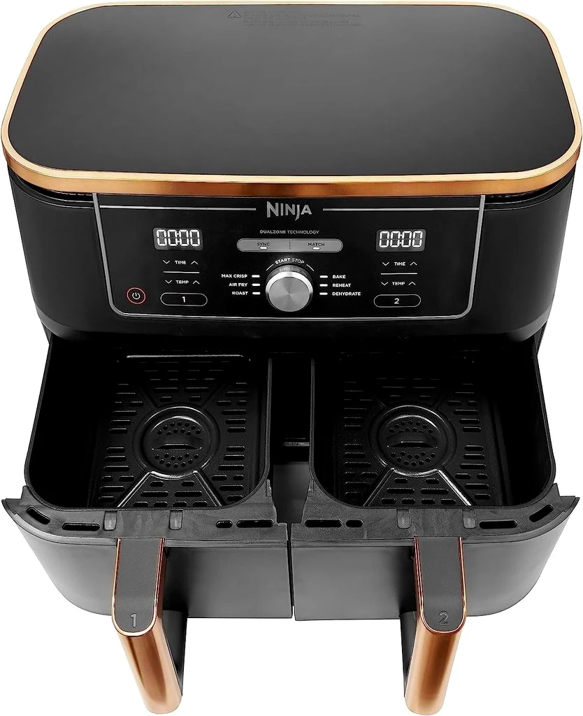 NINJA Heißluftfritteuse Foodi MAX DualZone Heißluftfritteuse Fritteuse Airfryer 9,5 L Fassung