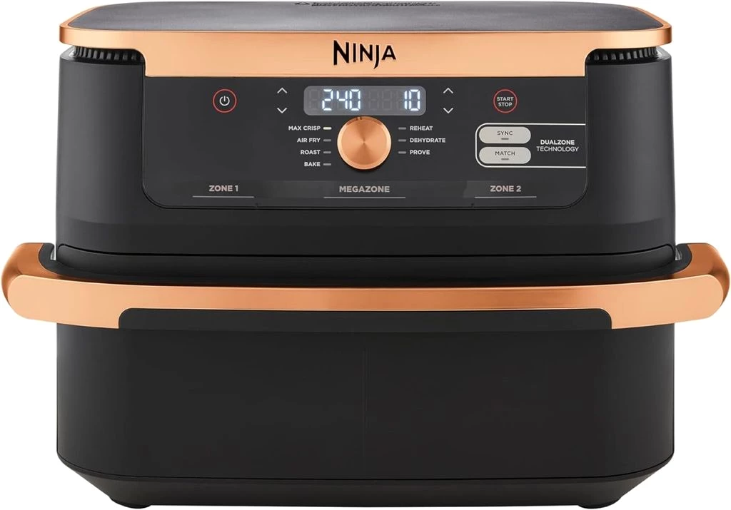 Ninja Foodi FlexDrawer AF500EUCP 7-in-1 Dual Zone Heißluftfritteuse, 10,4 L - Schwarz/Kupfer